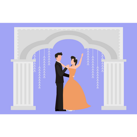 Couple dansant le jour du mariage  Illustration