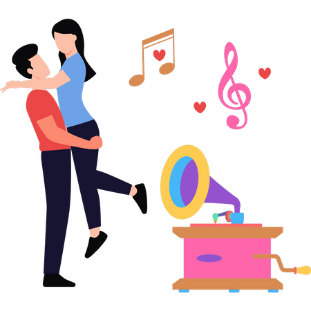 Couple dansant sur de la musique  Illustration