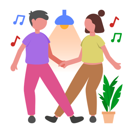 Danse de couple à la fête  Illustration