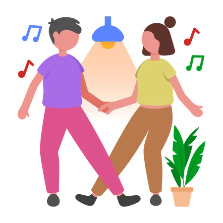 Danse de couple à la fête  Illustration