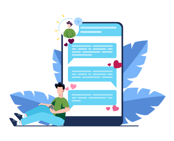 Couple datant en ligne à l'aide d'une application de rencontres  Illustration