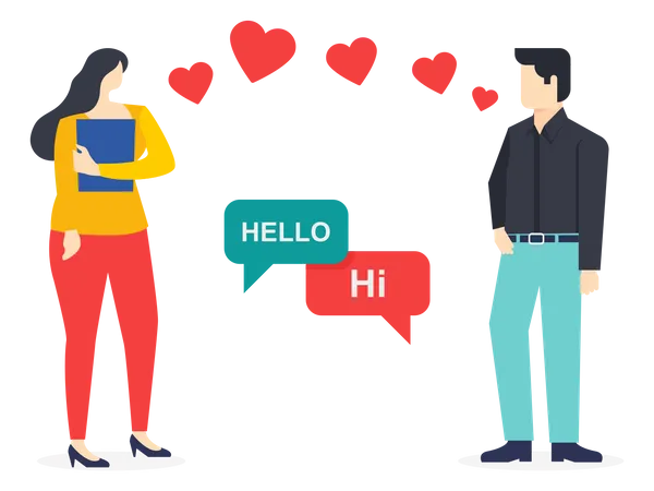 Couple date communication in love  Illustration