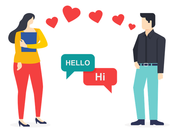 Couple date communication in love  Illustration