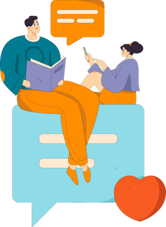 Couple dates on online application  Illustration
