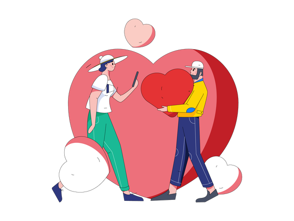Couple dating on Valentine  Illustration