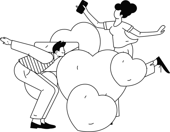 Couple dating on Valentine  Illustration