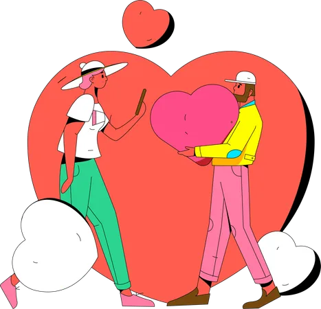 Couple dating on Valentine  Illustration