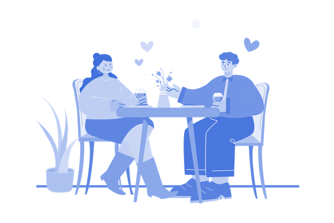 Couple dating on Valentine’s Day  Illustration