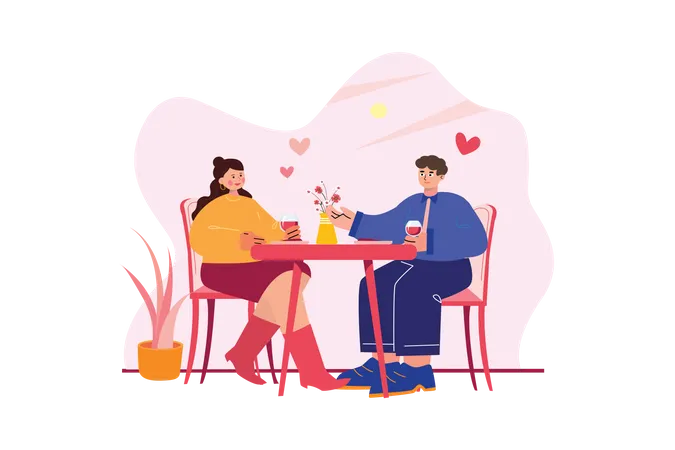 Couple dating on Valentine’s Day  Illustration