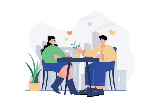 Couple dating on Valentine’s Day  Illustration