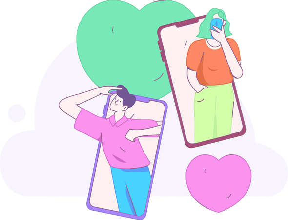 Couple dating online  Illustration