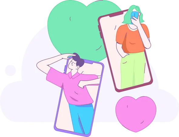 Couple dating online  Illustration