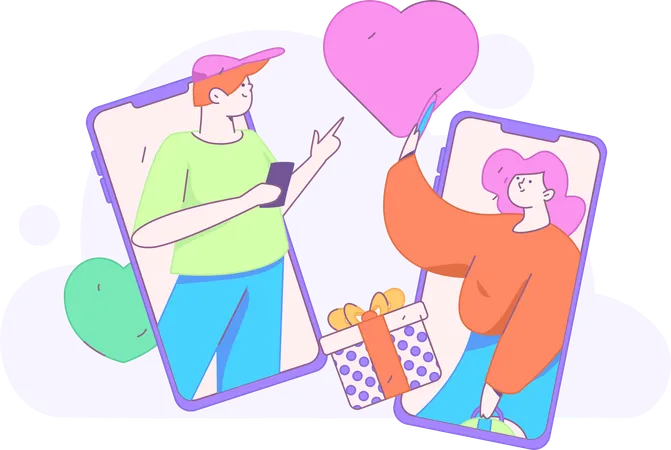 Couple dating online  Illustration