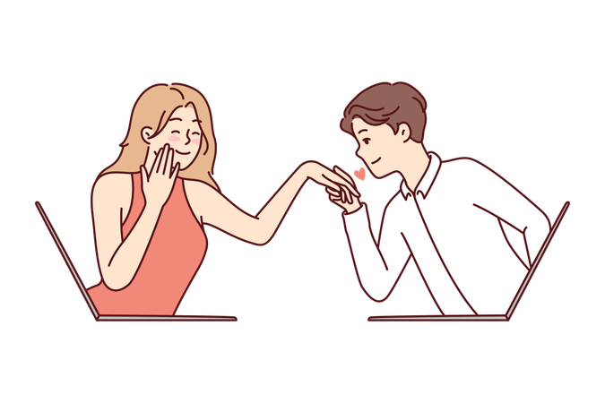 Couple dating online  Illustration