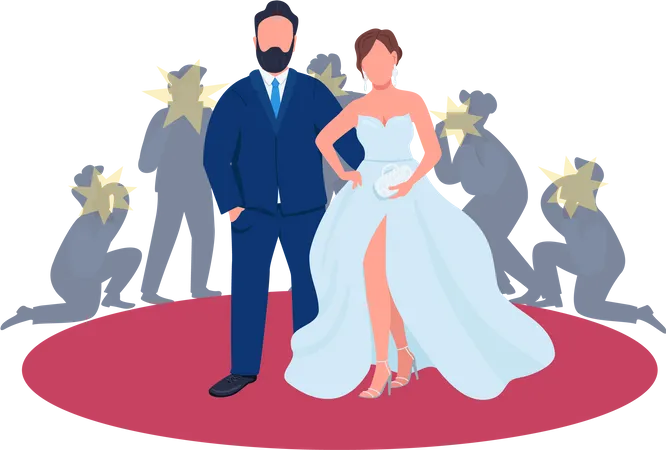 Couple de célébrités sur le tapis rouge  Illustration