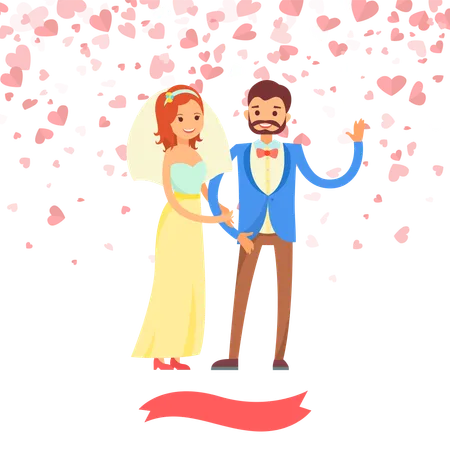Couple de jeunes mariés  Illustration