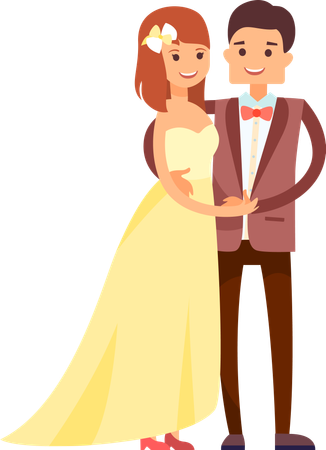 Couple de jeunes mariés  Illustration
