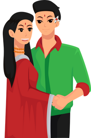 Couple indien de jeunes mariés  Illustration