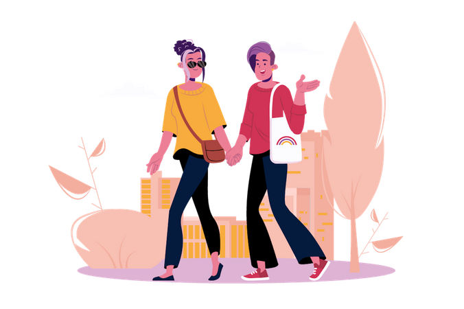 Couple de lesbiennes  Illustration
