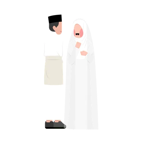 Couple de mariage islamique debout ensemble  Illustration