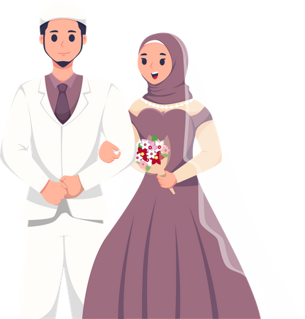 Couple de mariage islamique le jour du mariage  Illustration