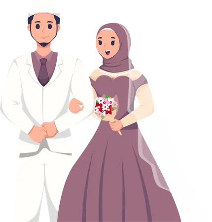 Couple de mariage islamique le jour du mariage  Illustration