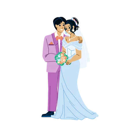 Couple de mariage japonais  Illustration