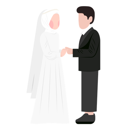 Couples de mariage musulmans debout ensemble  Illustration