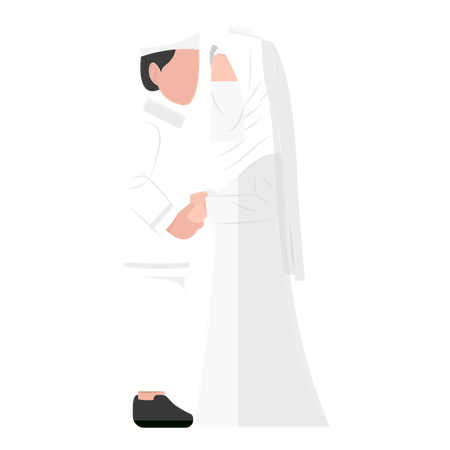 Couples de mariage musulmans debout ensemble  Illustration