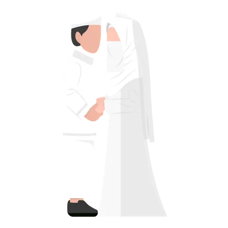 Couples de mariage musulmans debout ensemble  Illustration