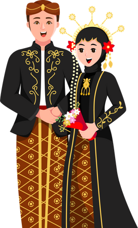 Couple de mariage traditionnel indonésien  Illustration