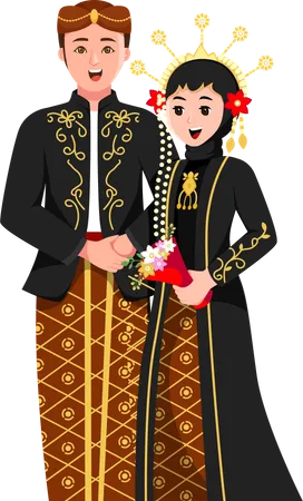 Couple de mariage traditionnel indonésien  Illustration