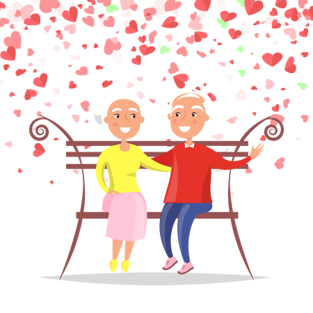 Couple de personnes âgées amoureux  Illustration