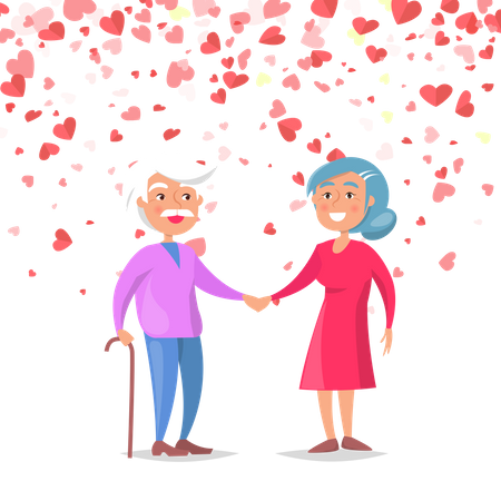 Couple de personnes âgées amoureux  Illustration