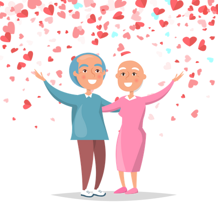 Couple de personnes âgées amoureux  Illustration