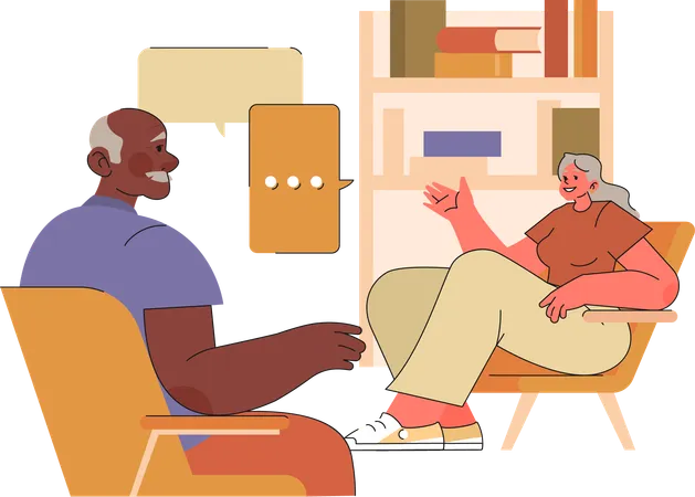 Couple de personnes âgées en conversation  Illustration