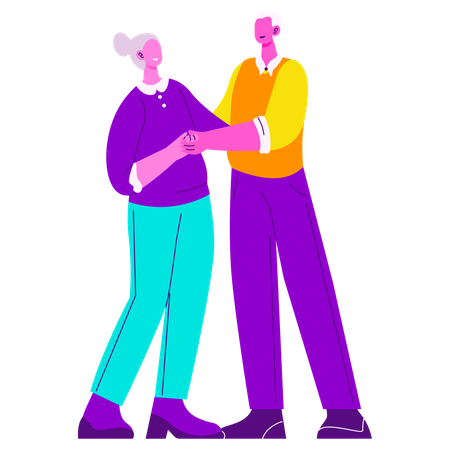 Couple de personnes âgées dansant ensemble  Illustration