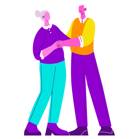 Couple de personnes âgées dansant ensemble  Illustration