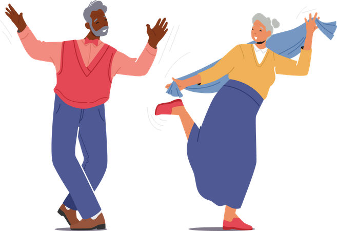 Couple de personnes âgées dansant ensemble  Illustration