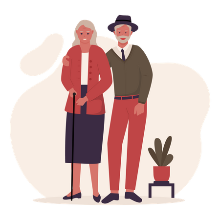 Couple de personnes âgées  Illustration