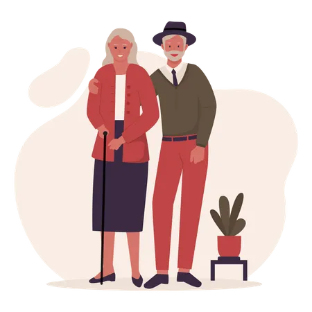 Couple de personnes âgées  Illustration