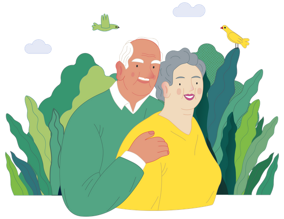 Couple de personnes âgées  Illustration