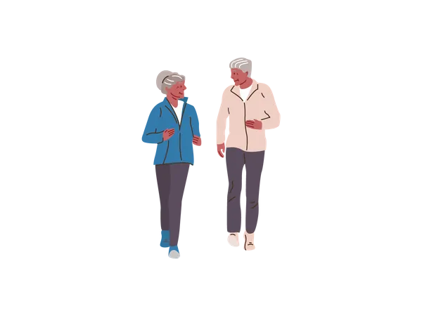 Couple de personnes âgées allant faire du jogging  Illustration