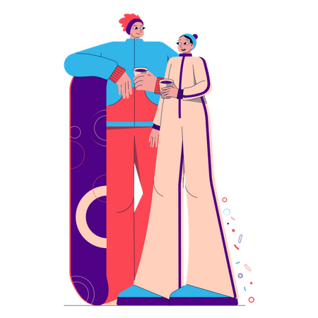 Couple de snowboarders  Illustration