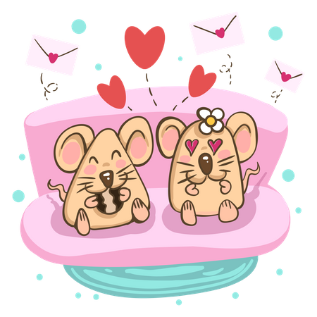 Couple de souris romantique  Illustration