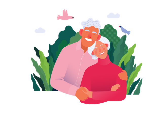 Vieux couple âgé  Illustration