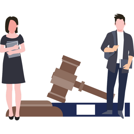 Couple debout au tribunal  Illustration