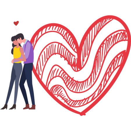 Couple debout dans une pose romantique  Illustration