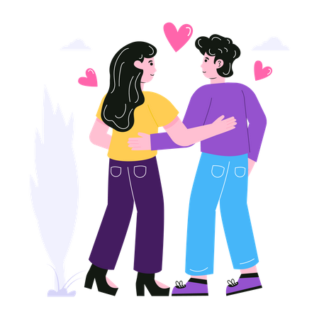 Couple debout ensemble  Illustration