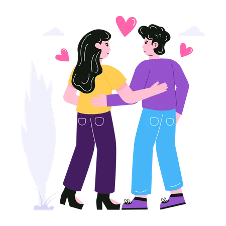 Couple debout ensemble  Illustration